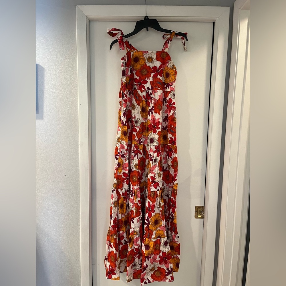 Orange and red flower maxi dress